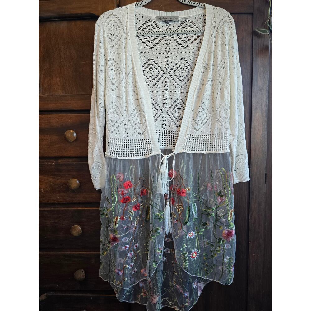 Boho floral mesh cardiagan XL